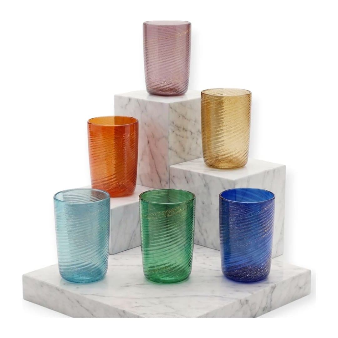Vetro di Murano Originale Set 6 Bicchieri Tumbler