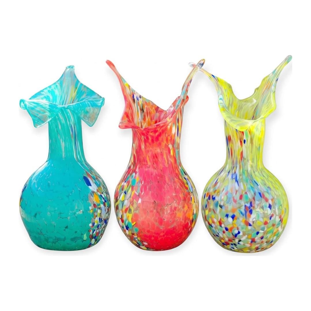 Set 3 Vasi in Vetro di Murano Originale H 20 cm