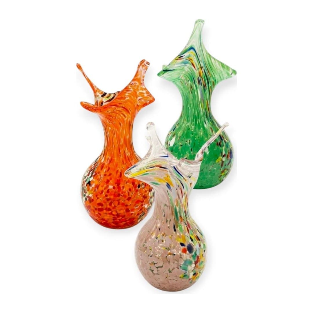 Set 3 Vasi in Vetro di Murano Originale H 20 cm, vista 2