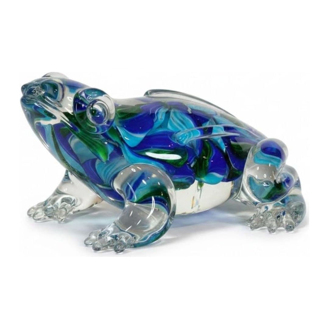 Scultura Artistica Rana Petalo Blu 27x17x13 cm
