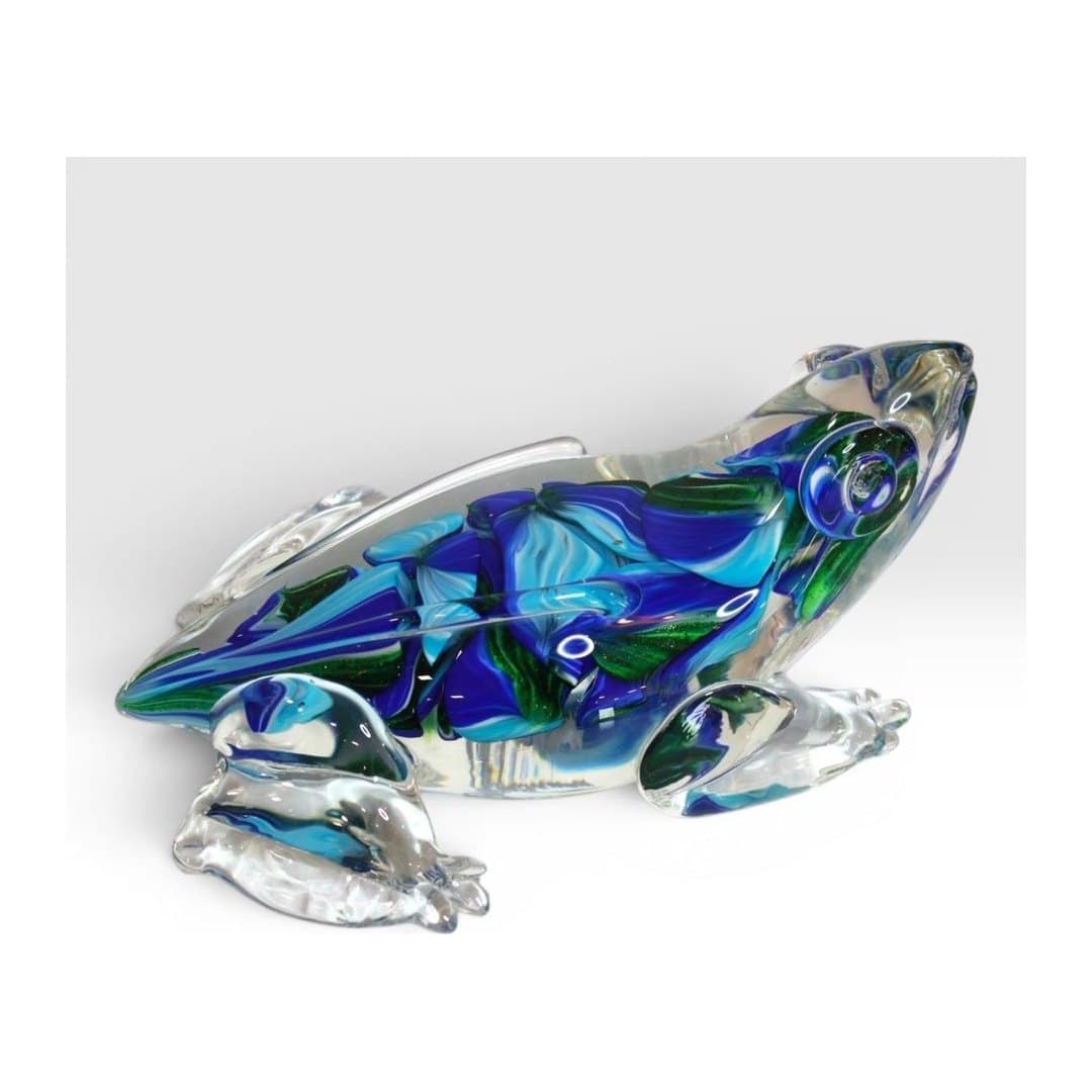 Scultura Artistica Rana Petalo Blu 27x17x13 cm, vista 2