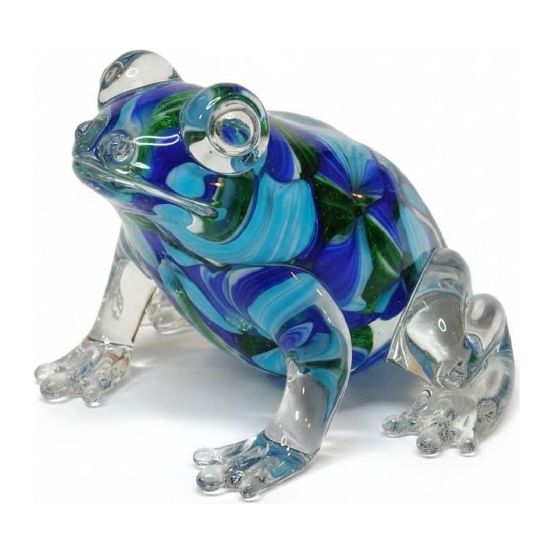 Scultura Artistica Rana Petalo Blu 27x17x13 cm, vista 3