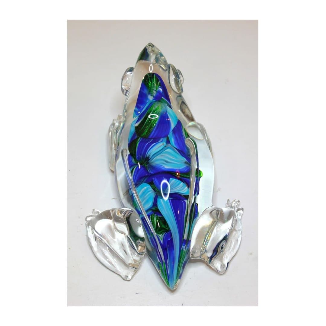 Scultura Artistica Rana Petalo Blu 27x17x13 cm, vista 5