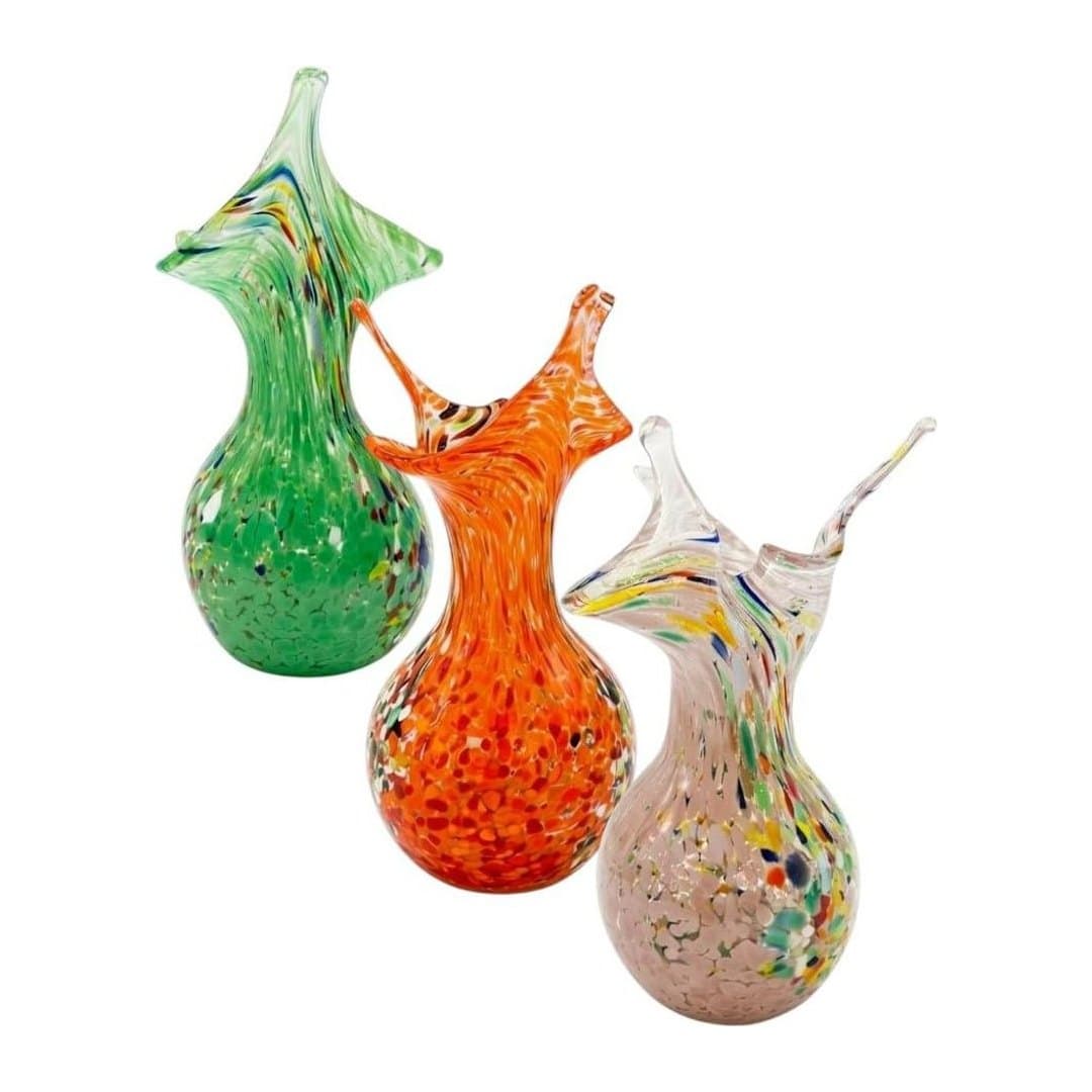 Tris Vasi Vetro di Murano Originale Colleoni Fatto a Mano, vista 2