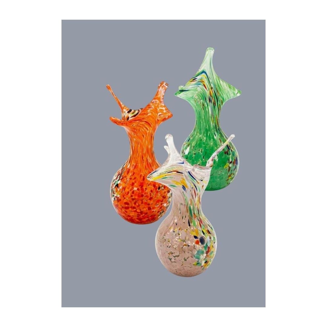 Tris Vasi Vetro di Murano Originale Colleoni Fatto a Mano, vista 3