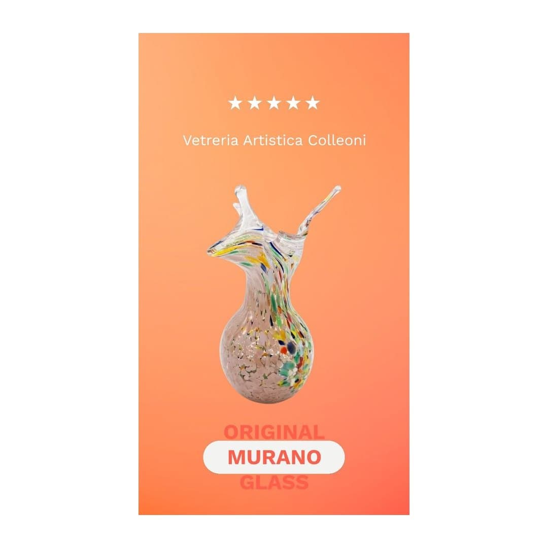 Tris Vasi Vetro di Murano Originale Colleoni Fatto a Mano, vista 8