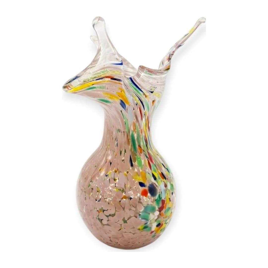 Vaso Artigianale Rosa in Vetro di Murano 13 cm