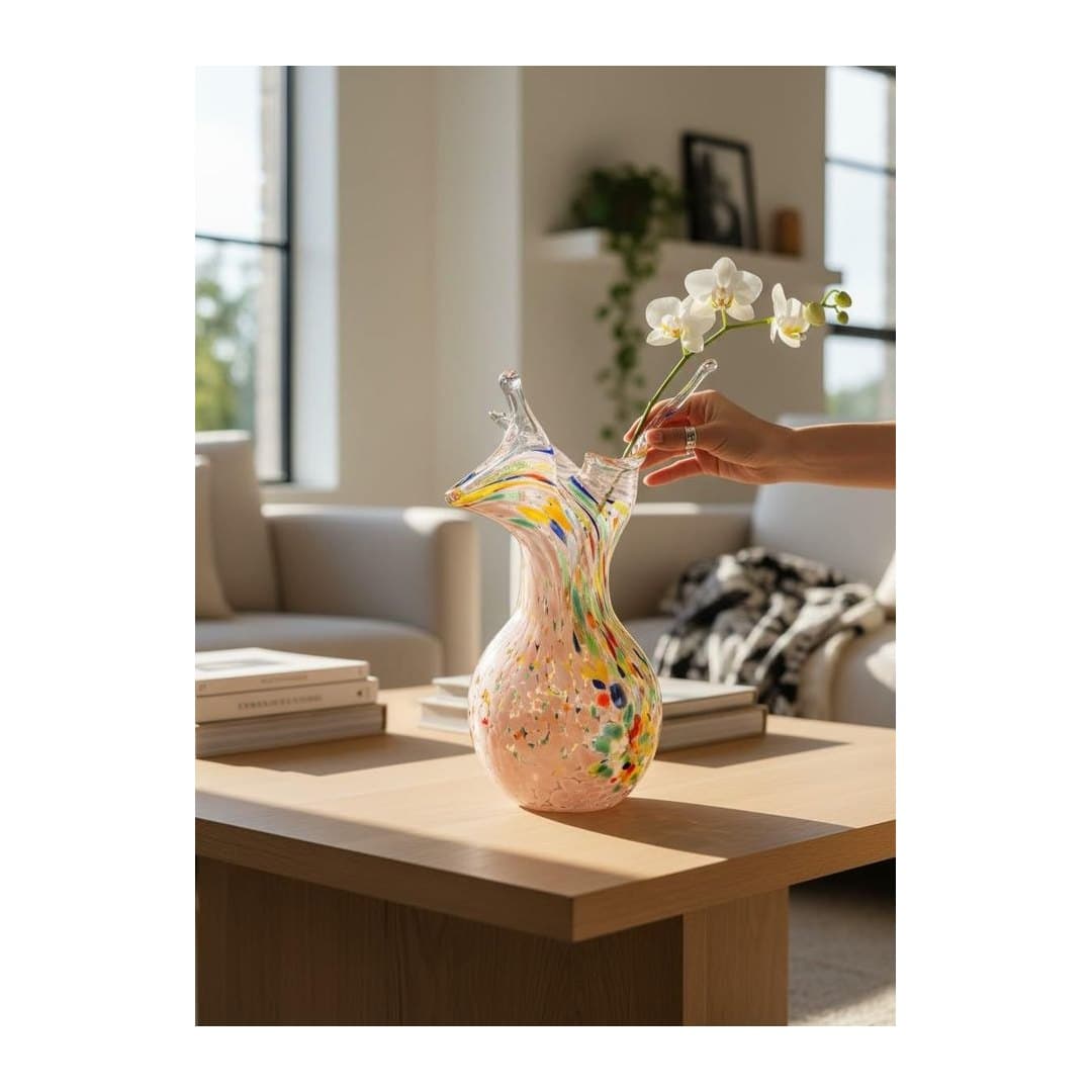 Vaso Artigianale Rosa in Vetro di Murano 13 cm, vista 5