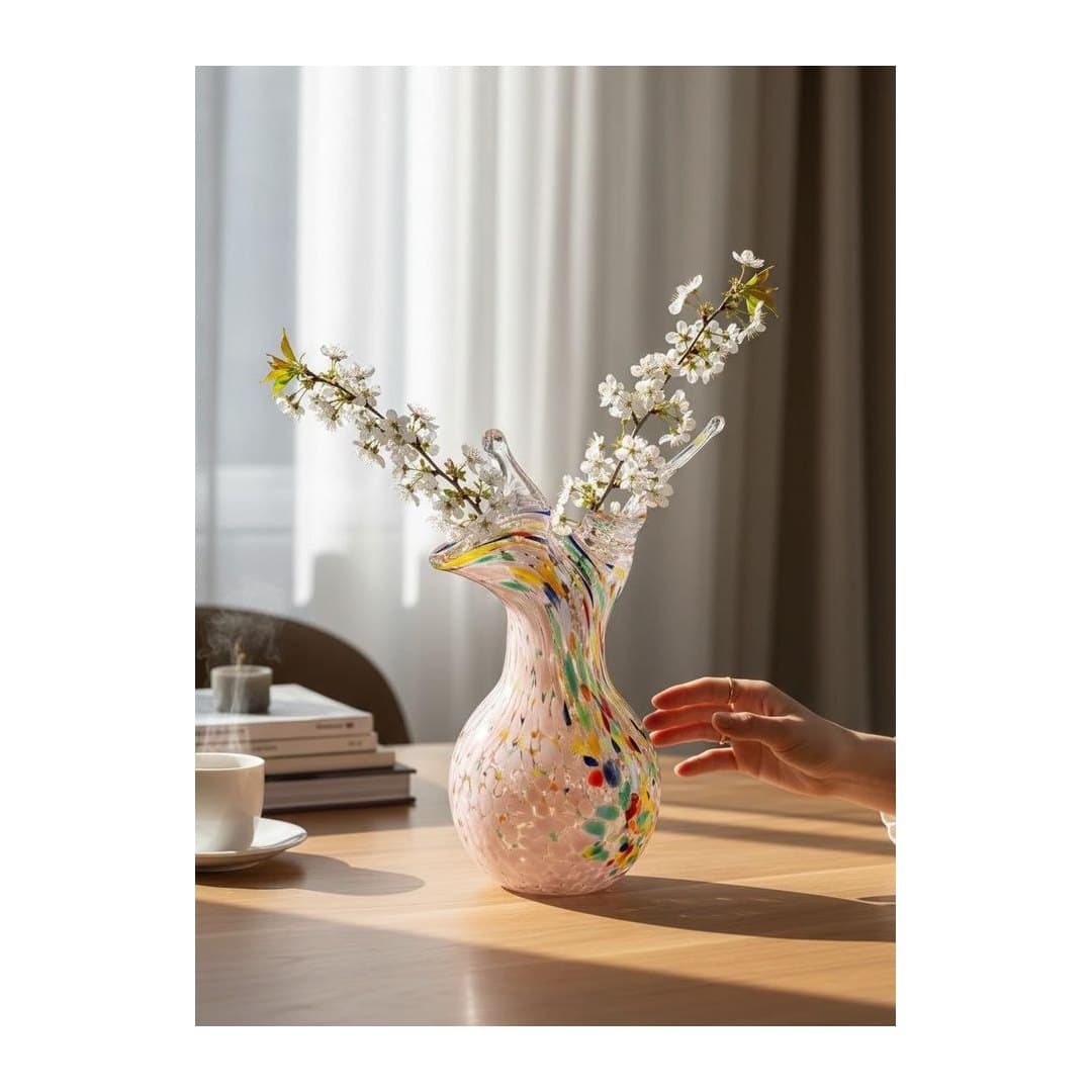 Vaso Artigianale Rosa in Vetro di Murano 13 cm, vista 6