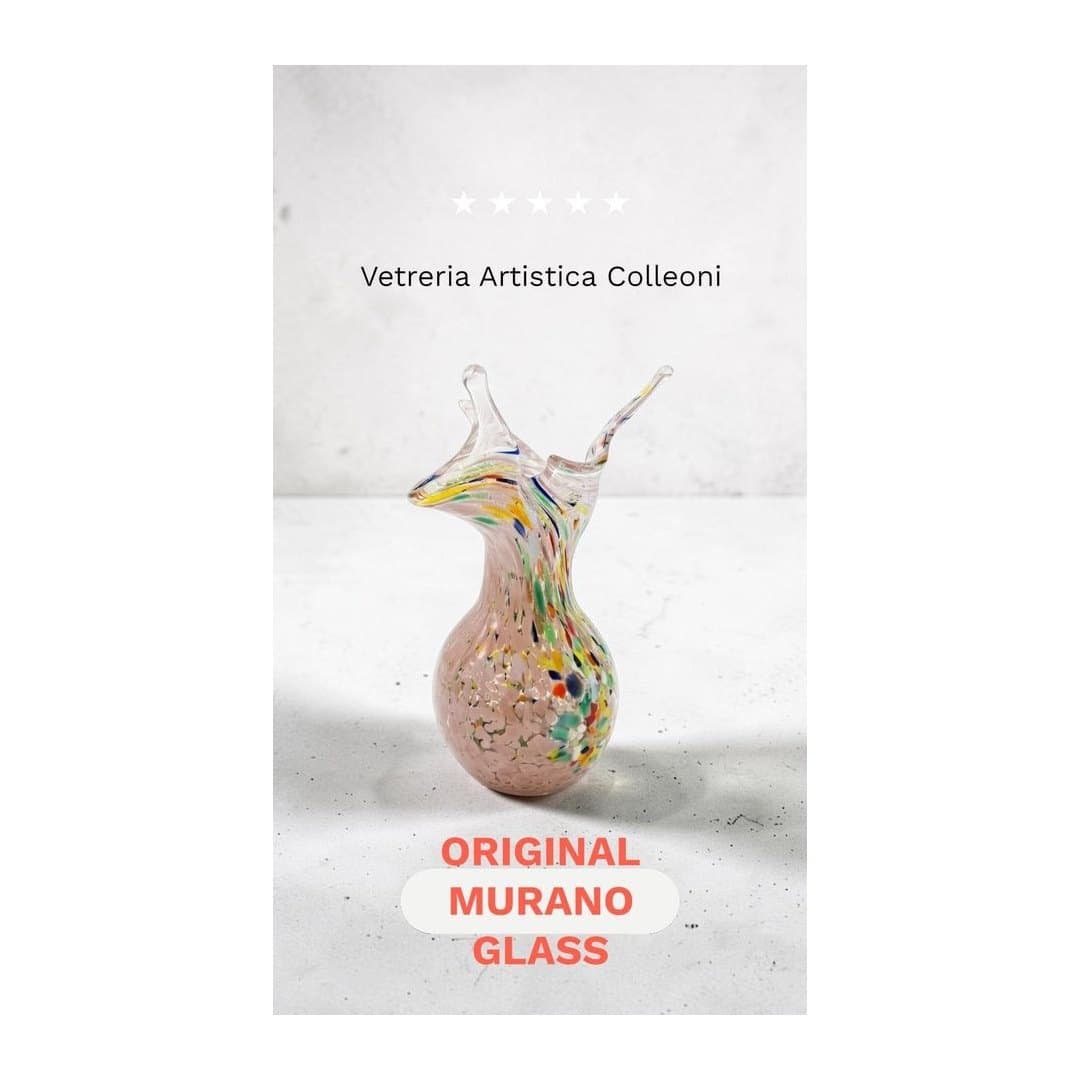 Vaso Artigianale Rosa in Vetro di Murano 13 cm, vista 7