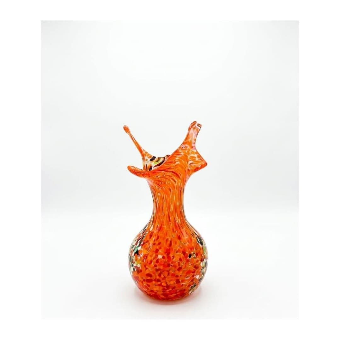 Vaso di Murano Arancione Fatto a Mano 13 cm