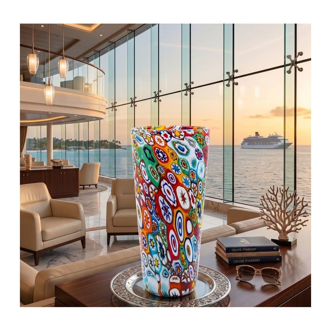 Vaso Aziza Millefiori in Vetro di Murano 32 cm, vista 7