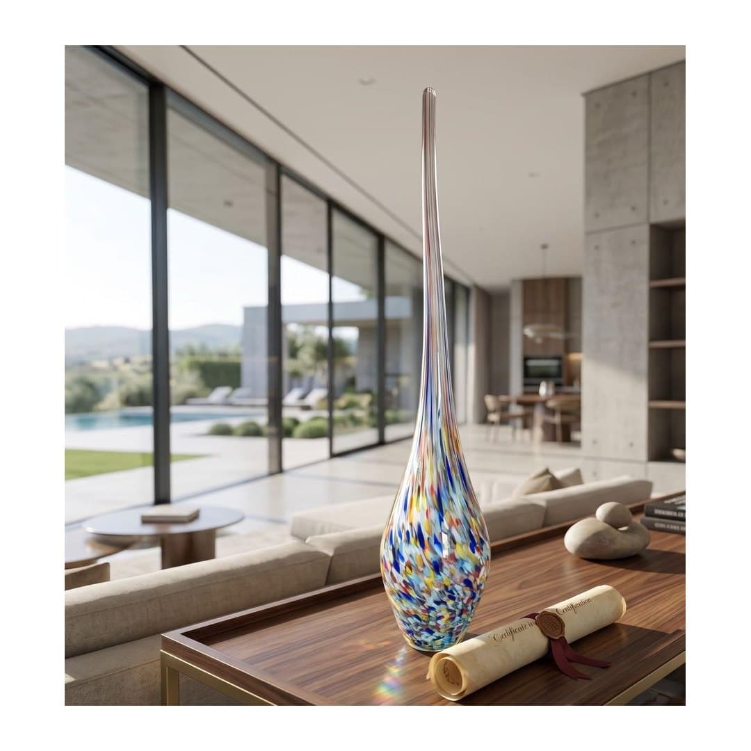 Vaso Alto Inga 67 cm in Vetro di Murano Originale, vista 8