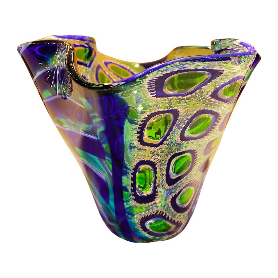 Centrotavola Malia Vetro Murano Lavorazione Pietra 48x11 cm