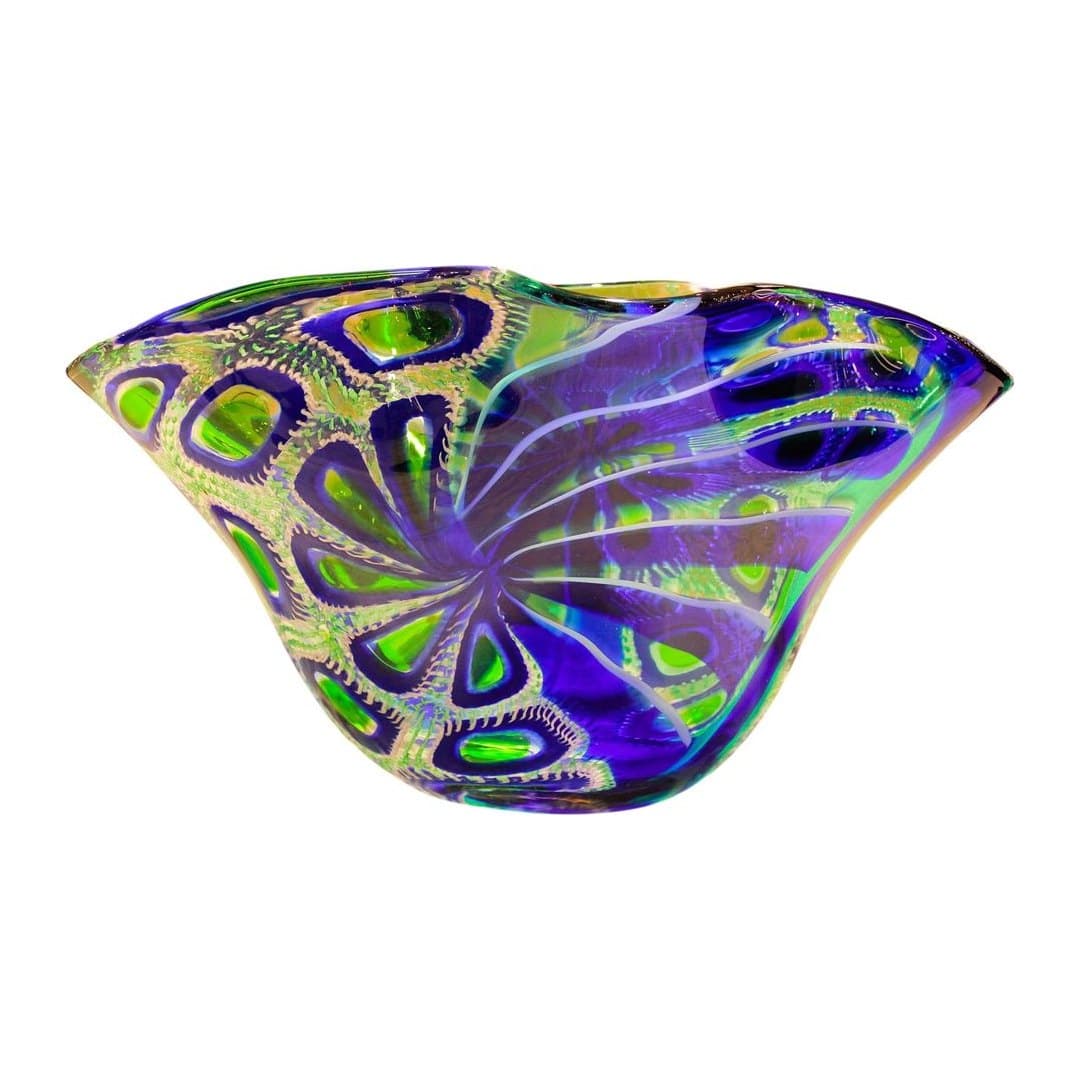 Centrotavola Malia Vetro Murano Lavorazione Pietra 48x11 cm, vista 2