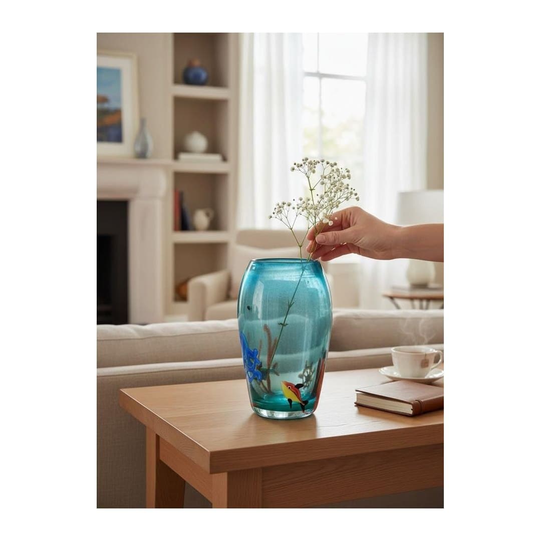 Vaso Murano Acquario H21 con Pesciolini Marini, vista 7