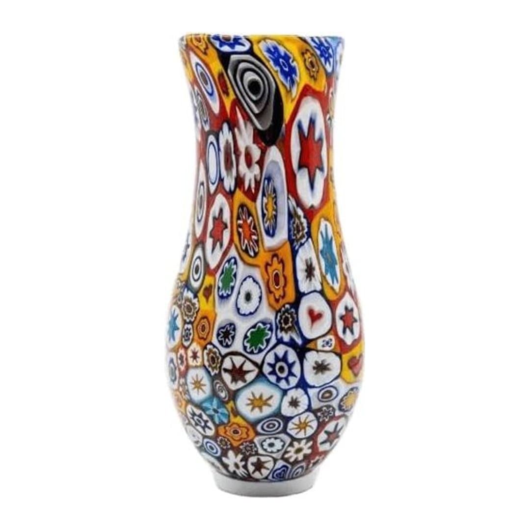 Vaso Millefiori H40 Vetro di Murano Originale Murrine Colorate