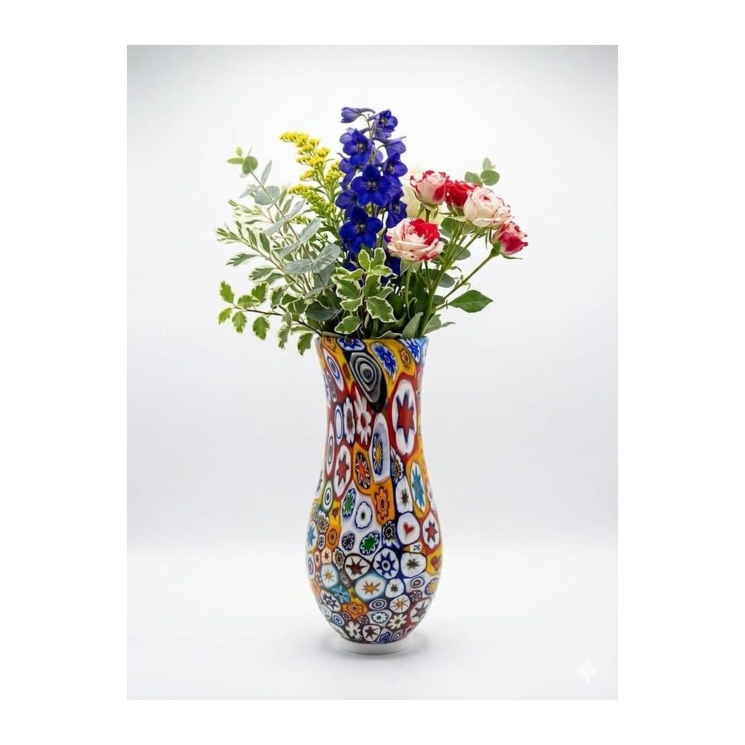 Vaso Millefiori H40 Vetro di Murano Originale Murrine Colorate, vista 5