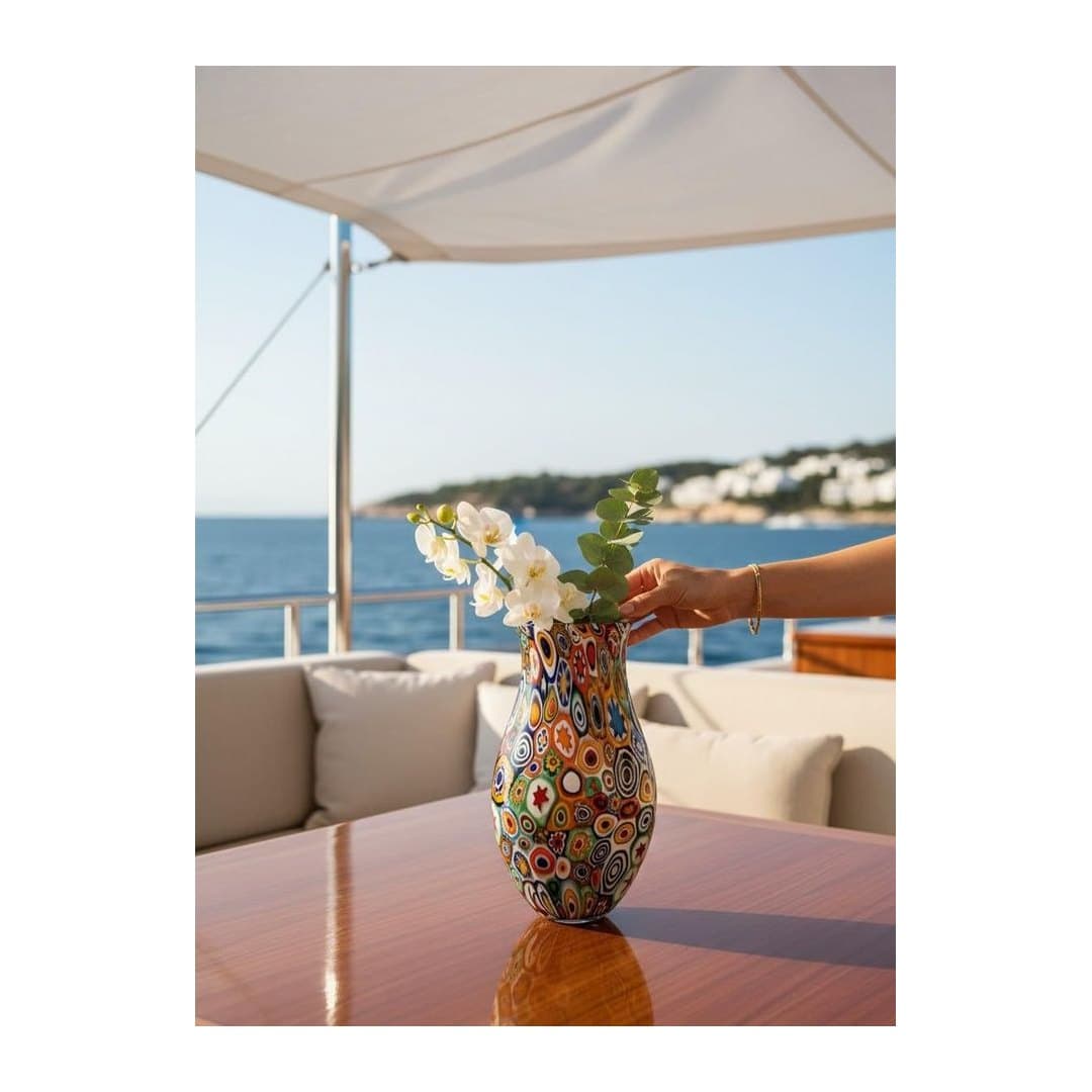 Vaso Millefiori H40 Vetro di Murano Originale Murrine Colorate, vista 6