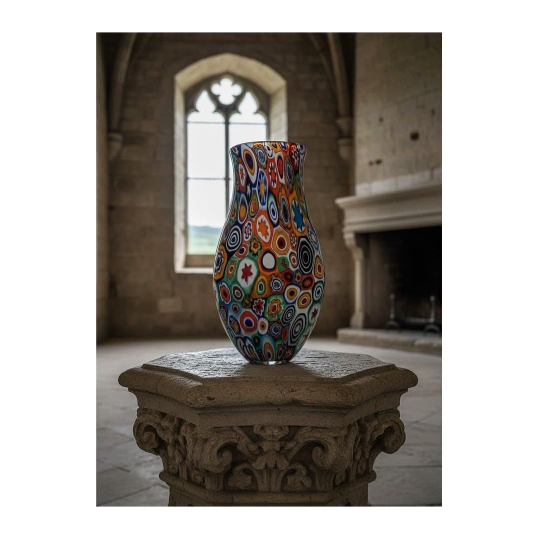 Vaso Millefiori H40 Vetro di Murano Originale Murrine Colorate, vista 8